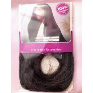 Dark Brown Hair Extensions Clip In Light Brown Highlights 7PC 18 INCHES Remy NWT